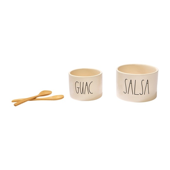 ✨HOST PICK!!✨🌸 RAE DUNN ARTISAN GUAC + SALSA SET WITH 2 BAMBOO SPOONS 🌸 - Picture 3 of 8